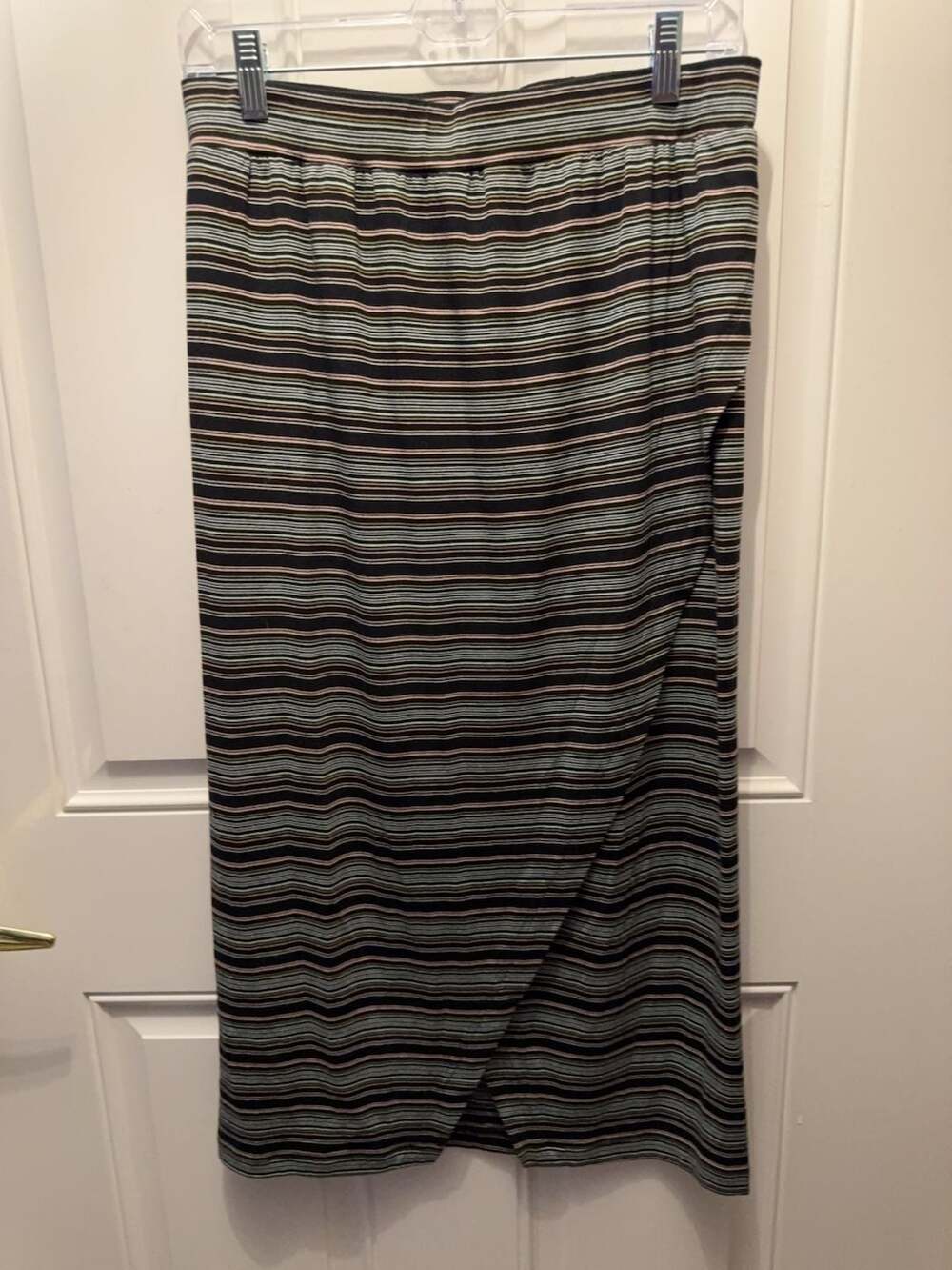KAVU Women's Striped Wrap Midi Skirt Size Large